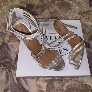 Women’s Silver Strappy Heels